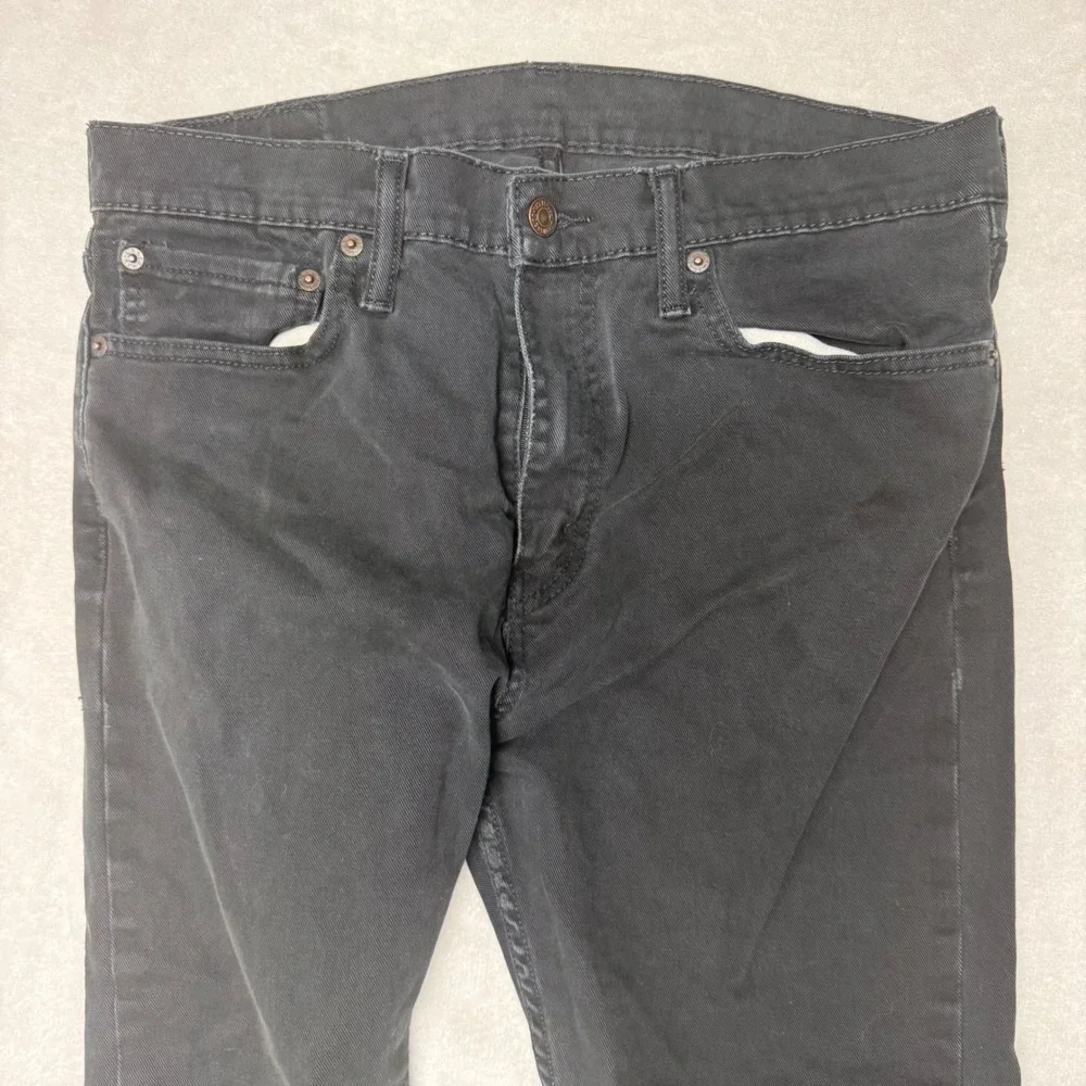 Levis 510‎ Skinny Fit Jeans Washed Black Raw Hem Denim 34x30 Mens Womens